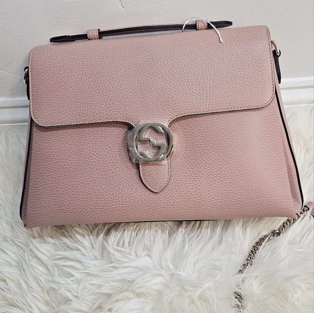 GUCCI  DOLLAR CALFSKIN INTERLOCKING G  TOTE_BEIGE_MEDIUM_